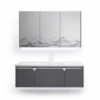 Meuble de salle de bain de style européen moderne avec miroir intelligent, étanche, suspendu, couleur et taille personnalisables, fabrication OEM