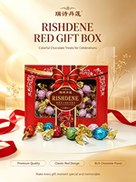 Élégante boîte cadeau en chocolat rouge à motif floral avec nœud, assortiment de gaufrettes fourrées au chocolat doré pour mariages et fêtes