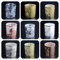 Porte-bougie en verre avec décoration en dentelle métallique de luxe personnalisée, design rose doré, bougie parfumée