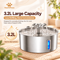 Fontaine à eau pour chat en acier inoxydable de 3,2 L, automatique, électrique, alimentée par USB, avec filtre à charbon
