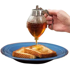 FF950 Acrylic Honey Comb Shaped Maple Syrup Dispenser Bottle Home Coffee Bar Transparent Honey Syrup Dispenser