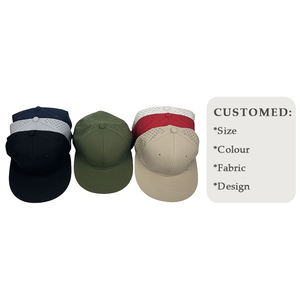 6 Panel Caps Custom Logo Waterproof Laser Cut Perforated Hole Sport <b>Flat</b> Bill Adjustable Snapback <b>Hats</b> - Product Image 1