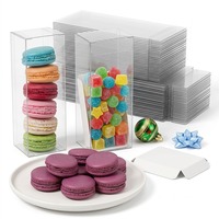 50pcs clair recyclable PET faveur boîtes Macaron cadeau insérer truffe bonbons boîtes pour noël mariages anniversaires pour gelée sucre