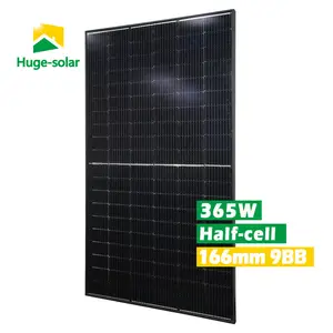 家用1层双层玻璃太阳能模块166毫米120电池360w 365w 370w 380w单光伏电池板的巨大太阳能电池板