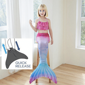 Costume da bagno per bambini a tre pezzi per ragazze Fish Tail a sirena Performance <span class=keywords><strong>Bikini</strong></span> stile costumi da bagno - Product Image 4
