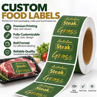 Étiquettes alimentaires personnalisées pour steak, autocollants en rouleau BOPP blancs, adhésifs, pour l'emballage de viande fraîche et de produits congelés, avec impression personnalisée