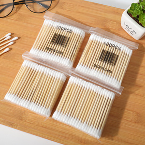 Palo de bambú desechable 100, bastoncillos de algodón de doble cabeza, removedor de maquillaje limpio, bolsa de bastoncillo de algodón para la oreja y la cara - Product Image 3