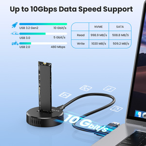 <b>M.2</b> <b>SSD</b> Enclosure Docking Station Type-C <b>NVMe</b> NGFF Dual Protocol High Speed Data Transfer 10Gbps USB 3.1 Gen 2 - Product Image 4