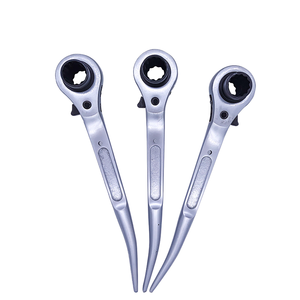Clé à douille métrique double embout LINYI QUEEN 19/21 mm en acier au carbone anodisé bleu, poignée courte courbée pour échafaudage OEM - Product Image 1