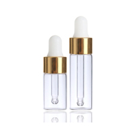 Kemasan Kosmetik Mewah Serum Perawatan Kulit Minyak Esensial Botol Kaca Mini 1ml 2ml 3ml 5ml Tutup Berlapis Emas Logo Kustom