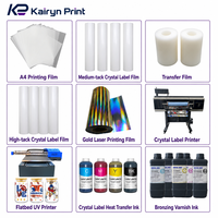 Film AB UV DTF pour étiquettes en cristal à chaud, pour tasses, base PET transparente blanche, imperméable, résistant à l'usure, vente en gros usine