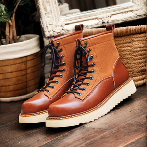 Botas de Trabajo de Cuero para Hombre, Estilo Retro Americano, Botas de Motero de Caña Alta, Punta Redonda, Suela Gruesa, Calzado Informal - Product Image 2