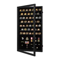 Boîte de présentation extra-large moderne en bois et acrylique verrouillable pour pièces de monnaie, avec étagères amovibles, pour paysages et scènes, cadre noir