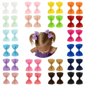 Little Seven Same Solid Color Children's Bow Cute Hair Clip for European and American Baby Hair Accessories Hairgrips