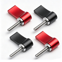 Vis de fixation rotative en aluminium avec levier en L rouge M4 M5 M6 sur mesure pour appareil photo reflex et rig, avec goujon en acier inoxydable