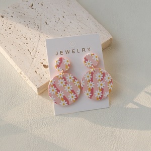 À la mode géométrique ronde fleur Graffiti acrylique pendentif boucles d'oreilles pour les femmes plage vacances musique Festival fêtes en gros - Product Image 5