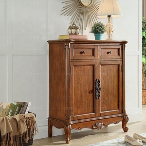 Wood <strong>Shoe</strong> Cabinet <strong>Rack</strong>/<strong>Hallway</strong> Organiser Unit with 2 Drawers and Doors/Walnut &amp; White - Product Image 2