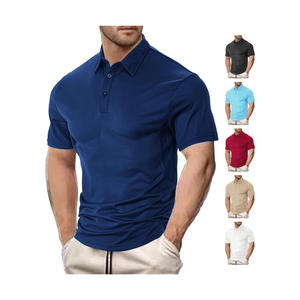 Polo de Manga Corta para Hombre, Estilo Europeo Americano, Corte Holgado Informal de Verano, Algodón Perlado y Poliéster, Blanco, Azul Marino, Negro - Product Image 2