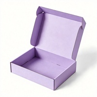 Boîte d'expédition pour vêtements, design personnalisé, vente chaude, emballage violet avec votre logo pour l'emballage de vêtements