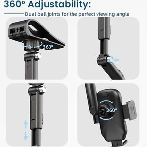 Supporto Universale per Telefono Cellulare, Rotazione a 360 Gradi, Montaggio su Parasole Auto o Specchietto Retrovisore, Regolabile - Product Image 4