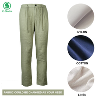 Pantalon en coton et lin pour homme, léger, respirant, coupe droite, décontracté, pour l'été