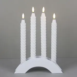 4 упаковки белые спиральные пластиковые 3D реальные пламя светодиодные перезаряжаемые беспламенные конические свечи с черным фитилем