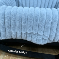 Coussin pour chien en polaire chaud d'hiver pour animaux de compagnie de taille moyenne à grande, housse amovible lavable, orthopédique, 600 g/m², fourrure de lapin rayée
