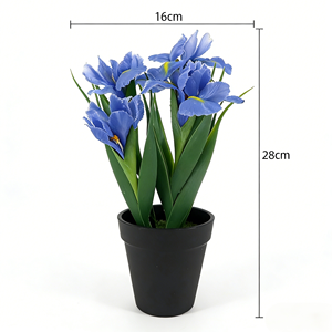 <span class=keywords><strong>Plantes</strong></span> artificielles en pot avec des fleurs d'<span class=keywords><strong>iris</strong></span> bleues et un faux sol, arrangement floral réaliste pour la décoration du salon et du balcon - Product Image 5