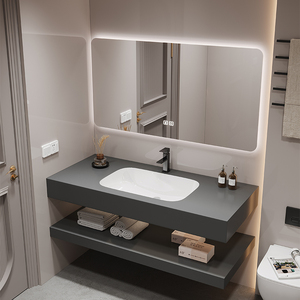 Modern <strong>Bathroom</strong> Cabinet Smart Lighted Mirror Wall-mounted Open Storage Ceramic Basin <strong>Bathroom</strong> Sink <strong>Bathroom</strong> <strong>Vanities</strong> - Product Image 5