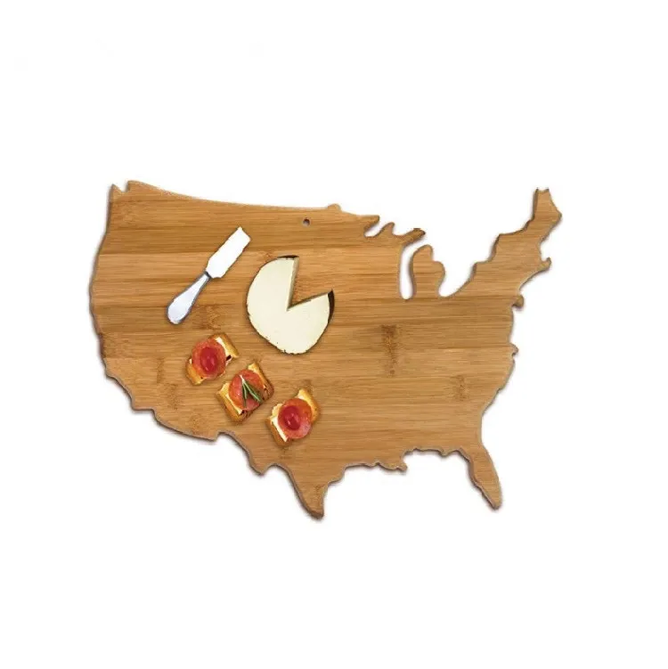 Placa de corte de bambú para frutas y verduras, Logo personalizado, forma Irregular, Mini Mapa de EE. UU., Texas, para regalos de recuerdo