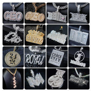 Pendentif personnalisé en argent sterling 925 avec moissanite, serti de baguettes VVS, plaqué or, style hip hop, pour homme et femme - Product Image 4