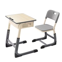 Meubles scolaires en métal et en bois durables et abordables, ensemble bureau et chaise pour étudiants avec hauteur réglable pour la salle de classe