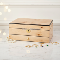 Boîte de montre en bois MDF verrouillable avec miroir intérieur et tiroir, étui de rangement pour montre à plusieurs compartiments
