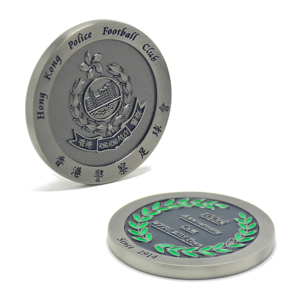 Promotion Custom Football Club Soccer Medal Commemorative Coins Hong Kong Anniversary Souvenir Coins Black Metal Souvenir Coin