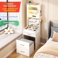 Commode de chevet multifonctionnelle avec tiroirs intégrés, éclairage LED rabattable et interface USB pour chambre à coucher