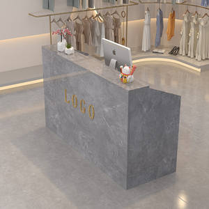 <span class=keywords><strong>Comptoir</strong></span> de réception commercial en bois durable pour magasin de vêtements, salon de beauté, salon de coiffure - Design moderne minimaliste, démontable - Product Image 5