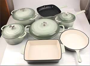 Ensemble de 7 ustensiles de cuisine en fonte émaillée moderne, base multicouche, poêle antiadhésive multifonction et marmite pour une utilisation domestique - Product Image 3