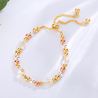 Bracelet tendance fait main en perles de cristal colorées, chaîne de perles plaquée or en laiton pour femmes, à porter au quotidien
