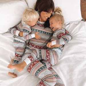 Venda quente Outfit Manga Longa Impresso Crianças Algodão Família Atacado Natal Pijama Set - Product Image 2
