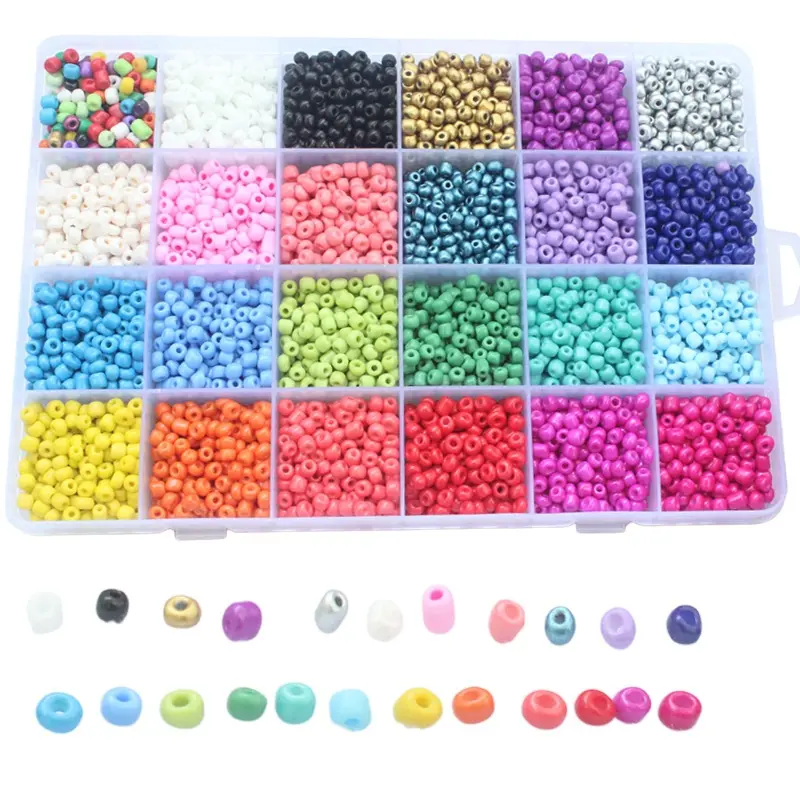 DIY bracelet ,ear rings and necklace toy box 24 colors glass rice bead 4mm millet rice beads suppliers
