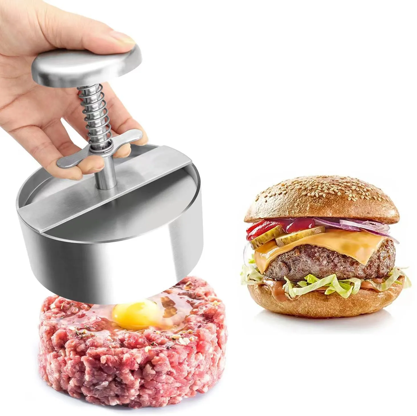 14cm barbekü aleti Patty Maker Hamburger makinesi paslanmaz çelik et presi