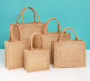 Bolsas de playa de yute, venta al por mayor, 100% <span class=keywords><strong>tela</strong></span> de cáñamo, bolsa de comestibles de 10kg, bolsa de compras de fieltro de lino - Product Image 4