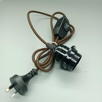 Cordon de lampe électrique tressé en tissu avec prise australienne E27, interrupteur variateur et anneau de suspension pour éclairage suspendu vintage DIY