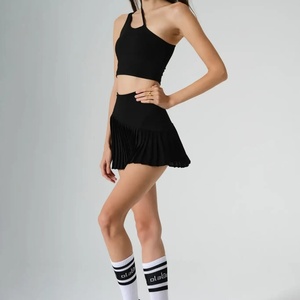 Custom Summer Anti-UV Striped Skirt <b>Set</b> Lightweight Breathable Asymmetric Cut Bra Pleated Sports Skirt Tennis Skirt - Product Image 4