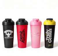 Bouteilles Shaker Sport et Fitness en Plastique Noir de Grande Taille, 400ml 600ml, avec Logo Personnalisé, pour Protéines et Entraînement en Salle