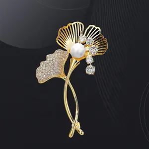 Broche folha das mulheres high-end de luxo temperamento ins estilo personalidade terno corsage pin acessórios