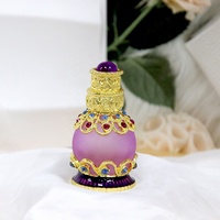 15ml Métal Alliage Fleur Bouteilles De Parfum En Verre Antique Huile Essentielle Attar Bouteille D'huile Décoration De La Maison Cadeau # 81135N