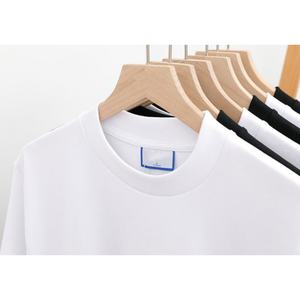 Men's 100% Cotton O-<b>Neck</b> Short Sleeve Custom T-Shirt Regular Fit Solid Color Blank Casual Jersey Knitted Plain Dyed Black White - Product Image 2