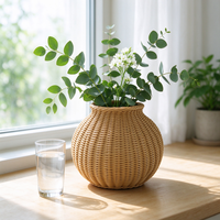 Panier rond en plastique tressé durable, design en forme de vase, parfait comme panier à fleurs, porte-fruits et organisateur de petits objets