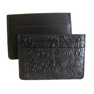 Portacarte Sottile in Pelle Conciata al Vegetale con Leone Goffrato, Portafoglio Nero in Vera Pelle Stile Giapponese - Product Image 2